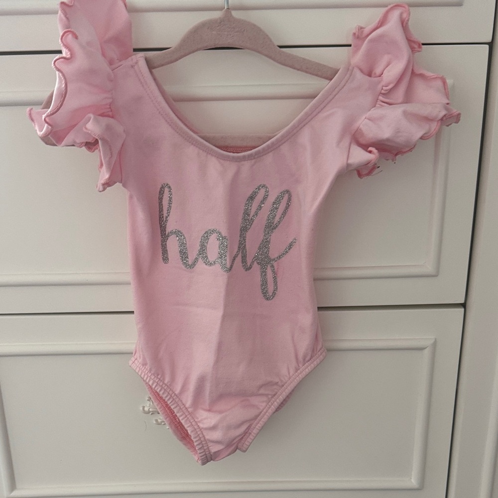 Half birthday leotard 6-12 months Pink Ruffled Kids One Piece